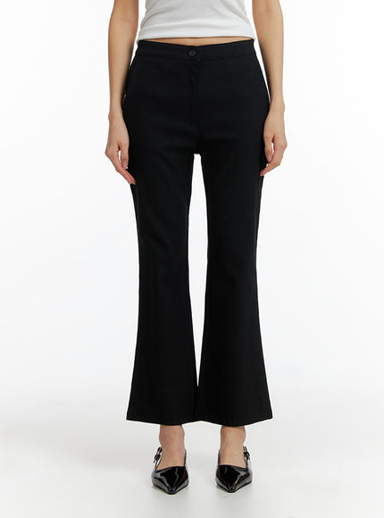 high-waist-solid-flared-trousers-if402 / Black