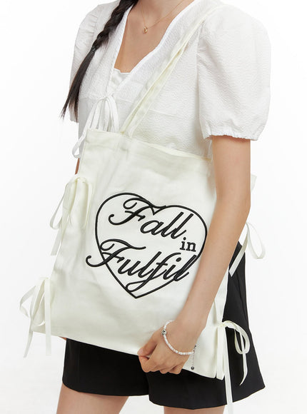 ribbon-tote-bag-ol411 / Black