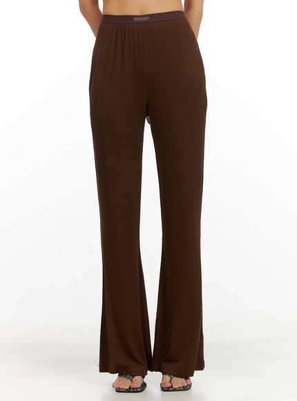 activewear-banding-waist-bootcut-leggings-cy423 / Brown