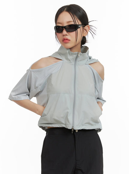 cut-out-short-sleeve-nylon-jacket-cy423