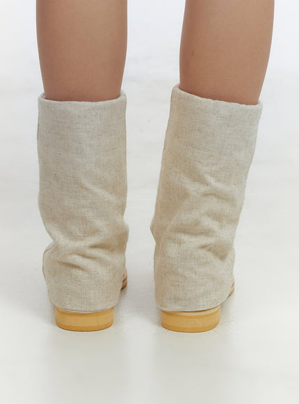 linen-open-toe-midi-boots-cl410