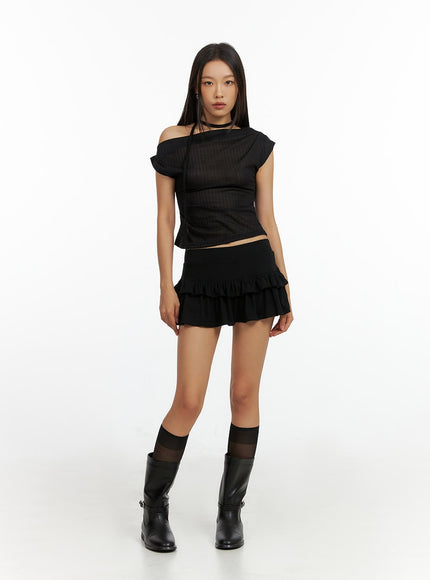 solid-frill-band-mini-skirt-il409