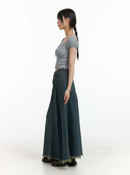 distressed-hem-denim-maxi-skirt-cl403