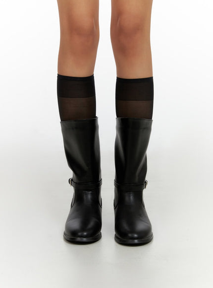 buckle-faux-leather-boots-il409