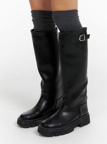 basic-faux-leather-buckle-knee-high-boots-cf416