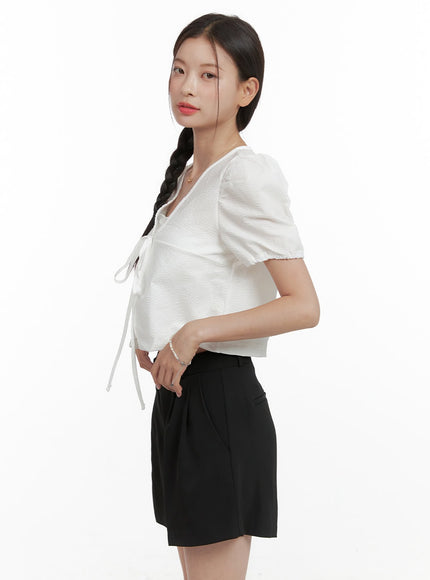 strap-v-neck-puff-sleeve-cardigan-ol411