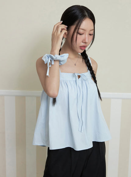 cotton-flare-tank-top-with-scrunchie-set-oy427