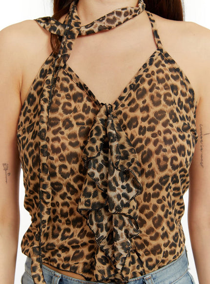 leopard-frill-cami-top-with-thin-scarf-set-cu421