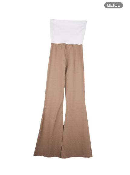 basic-solid-bootcut-leggings-iy422 / Beige