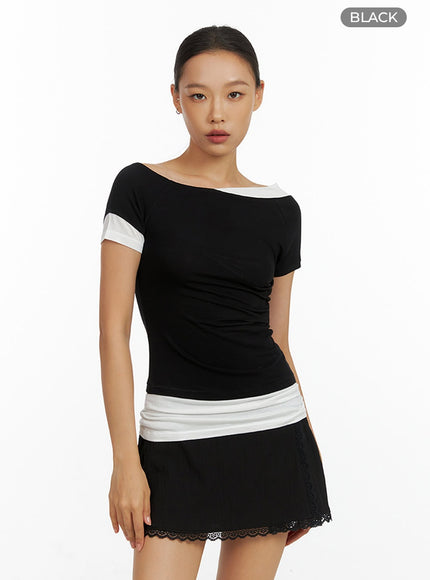 round-neck-layered-crop-top-il409 / Black