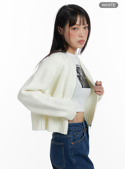 crew-neck-zip-up-knit-cardigan-if423 / White