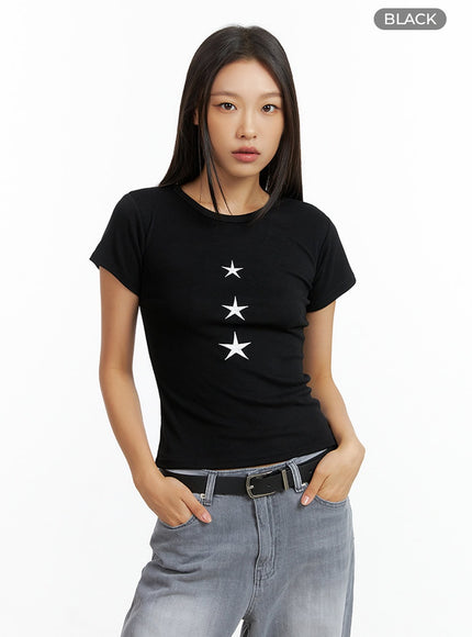 star-graphic-crop-top-il409 / Black