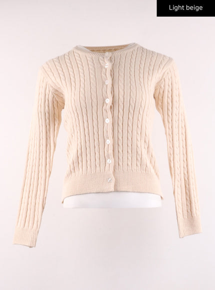 cable-knit-cardigan-ij430 / Light beige