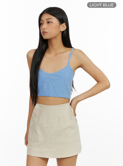 solid-linen-sleeveless-top-iu412 / Light blue