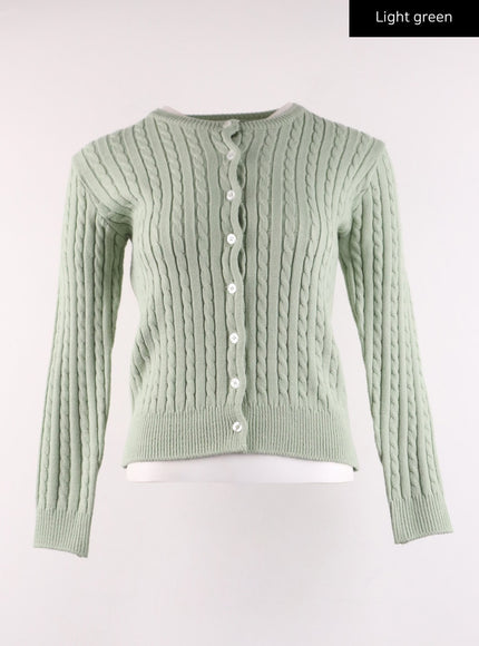 cable-knit-cardigan-ij430 / Light green