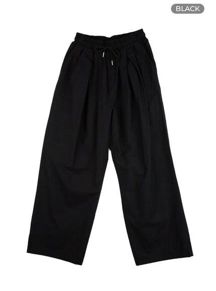 banded-wide-leg-trousers-il409 / Black