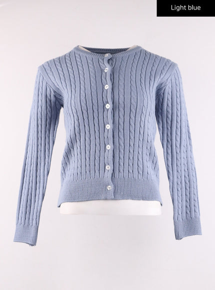 cable-knit-cardigan-ij430 / Light blue