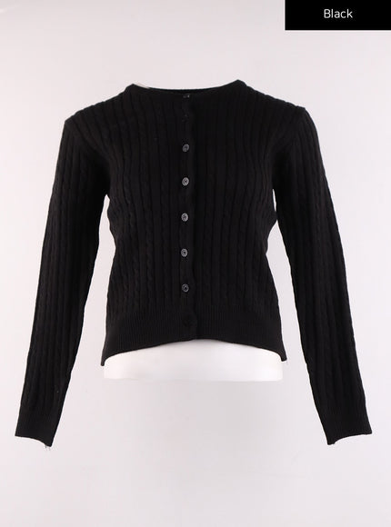 cable-knit-cardigan-ij430 / Black