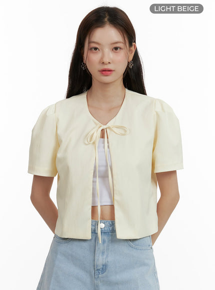 ribbon-strap-short-sleeve-jacket-ou411