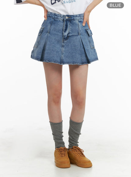 pleated-denim-cargo-mini-skirt-om418