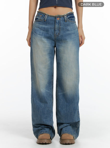 low-waist-wide-leg-jeans-cf423 / Dark blue