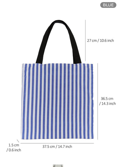 cotton-striped-totebag-iu419 / Blue