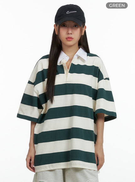 oversize-stripe-polo-top-ol408