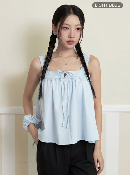 cotton-flare-tank-top-with-scrunchie-set-oy427