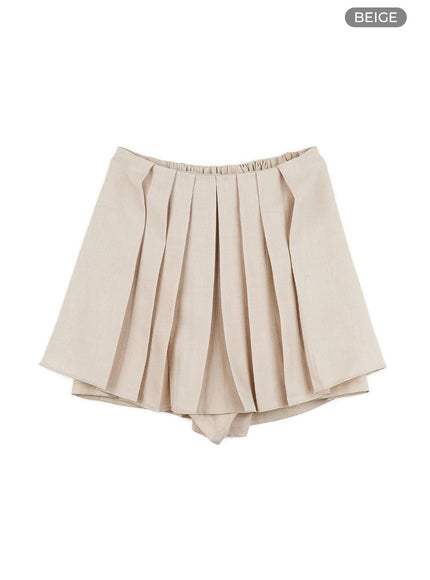 pleated-mini-skirt-ol411 / Beige