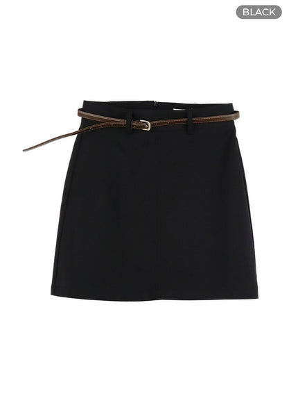 linen-mini-skirt-oy421 / Black