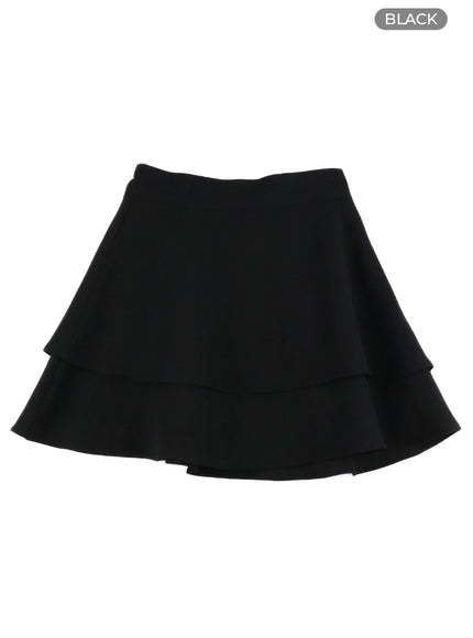 ruffle-layered-mini-skirt-oa405 / Black