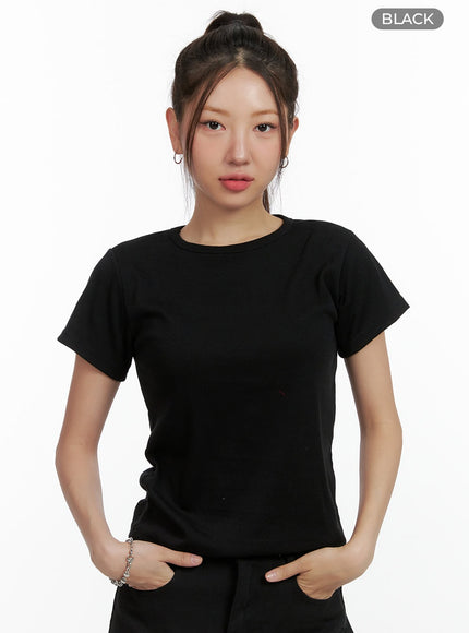 solid-short-sleeve-t-shirt-ol408 / Black