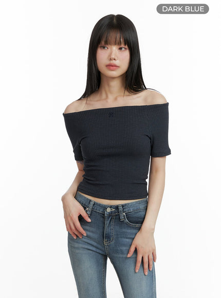 basic-off-shoulder-crop-top-cl403 / Dark blue