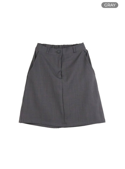 back-banded-mini-skirt-ol411 / Gray