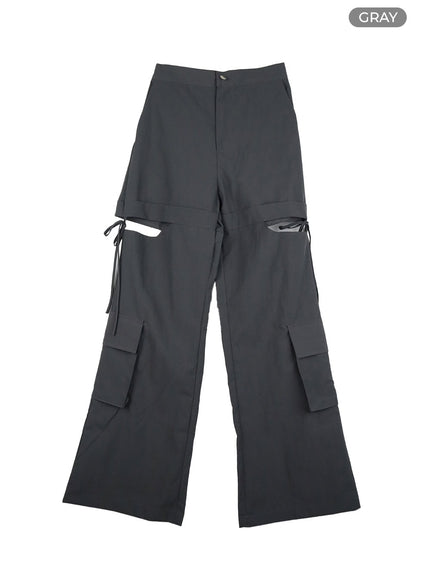 cargo-cutout-string-pants-cy423 / Gray