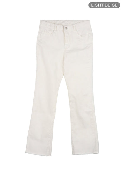 destroyed-hem-mirage-slim-fit-pants-oy409 / Light beige