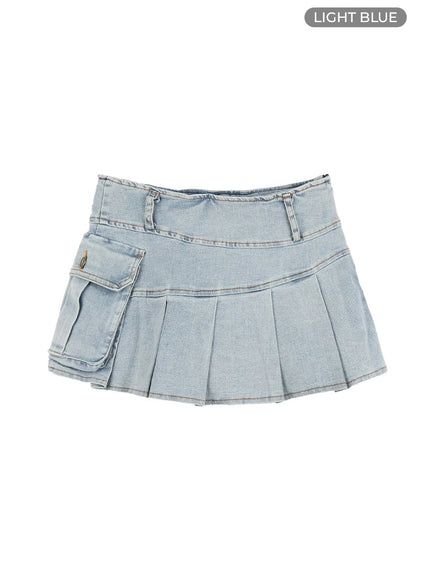 pleated-mini-skirt-ol408 / Light blue