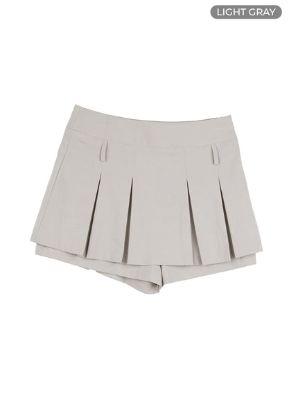 solid-pleated-skort-cy431 / Light gray