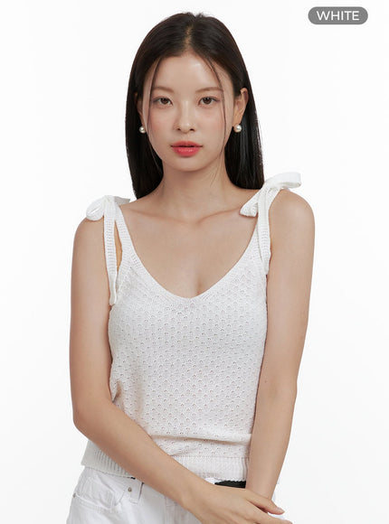 ribbon-strap-sleeveless-knit-top-ol411 / White