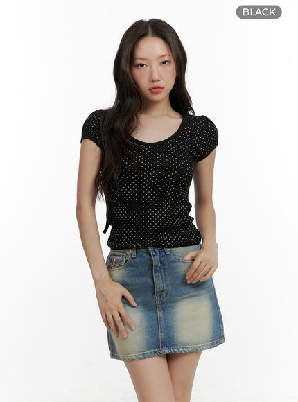 polka-dot-crop-top-cl410 / Black