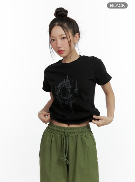 cotton-graphic-t-shirt-cl410 / Black