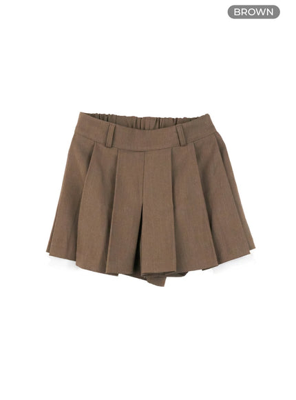 pleated-mini-shorts-cl412 / Brown