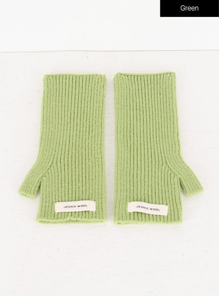 knit-fingerless-gloves-in302 / Green