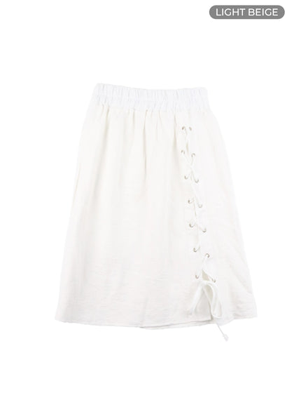 floral-strap-midi-skirt-ca401 / Light beige