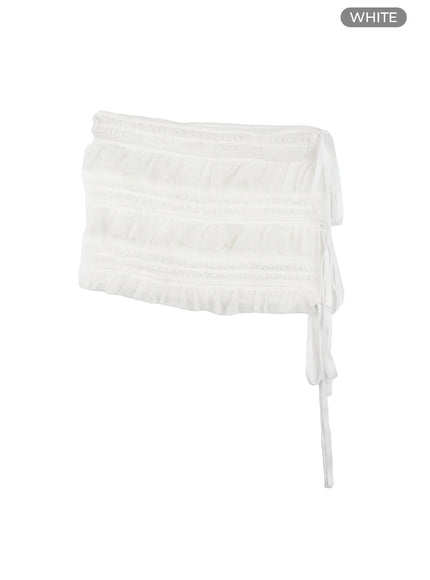 frill-side-ribbon-mini-skirt-cl412 / White