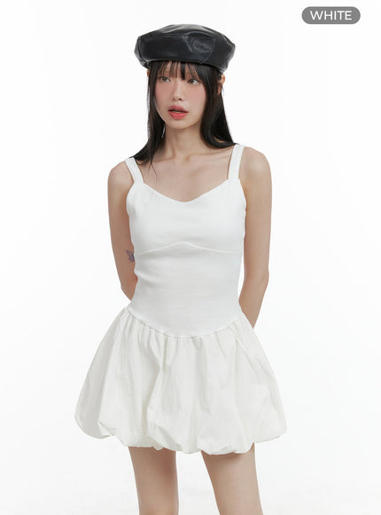 solid-sleeveless-bubble-mini-dress-cl412 / white