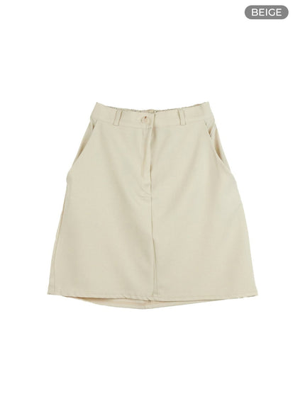 back-banded-mini-skirt-ol411 / Beige