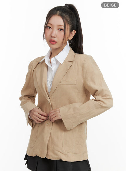 cotton-blend-blazer-oa419 / Beige