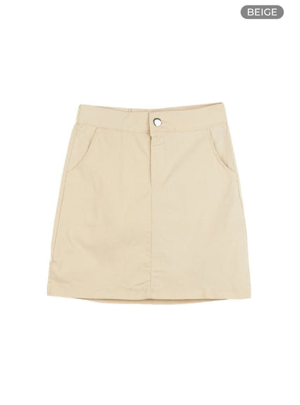 basic-slim-mini-skirt-ol411 / Beige