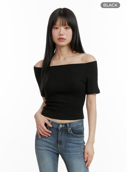 basic-off-shoulder-crop-top-cl403 / Black